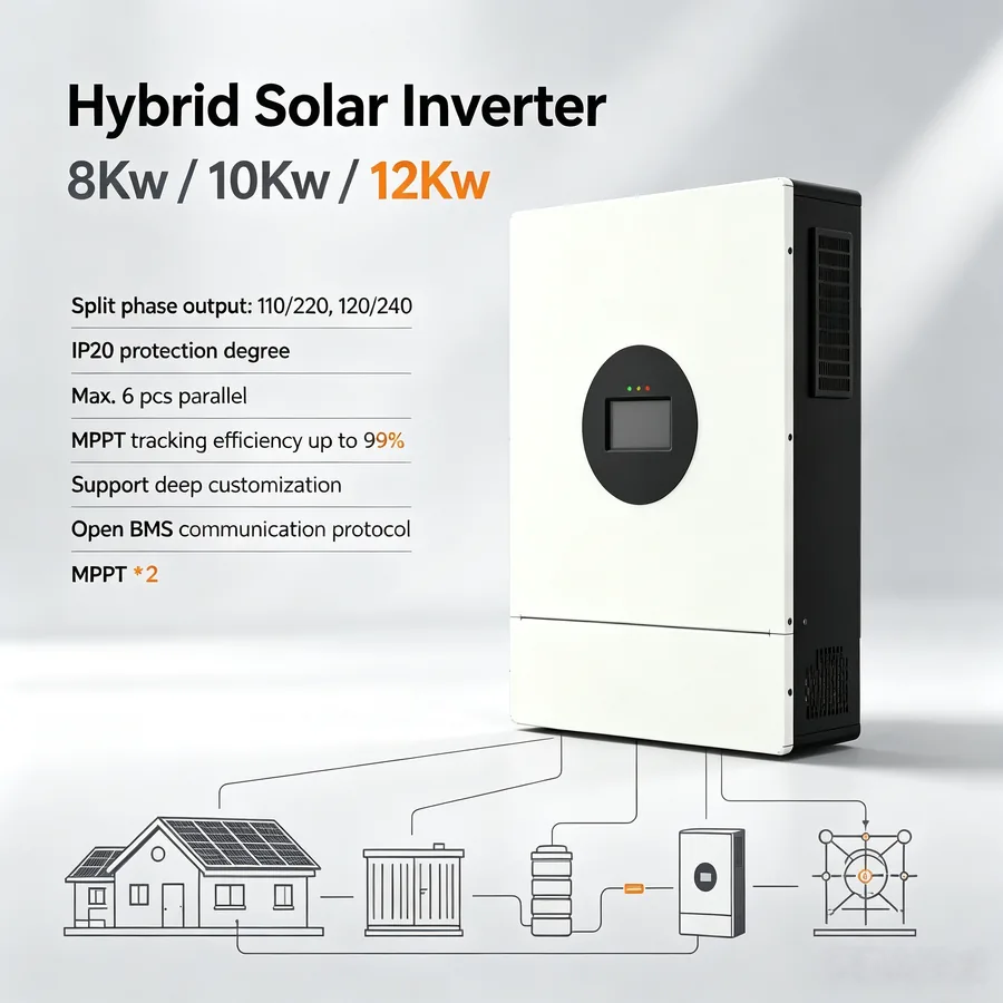 Hybrid solar inverter 8-12KW with MPPT